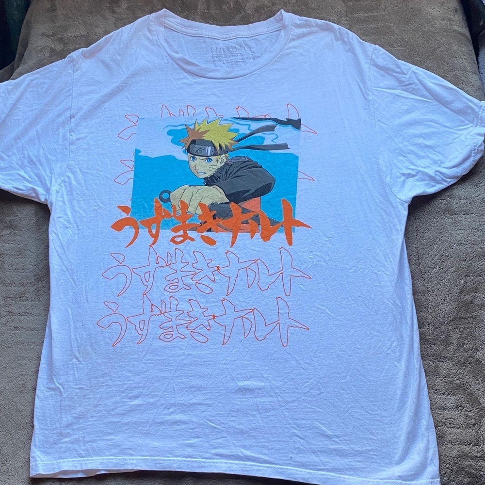 Y2K Naruto Shippuden White Graphic Tee